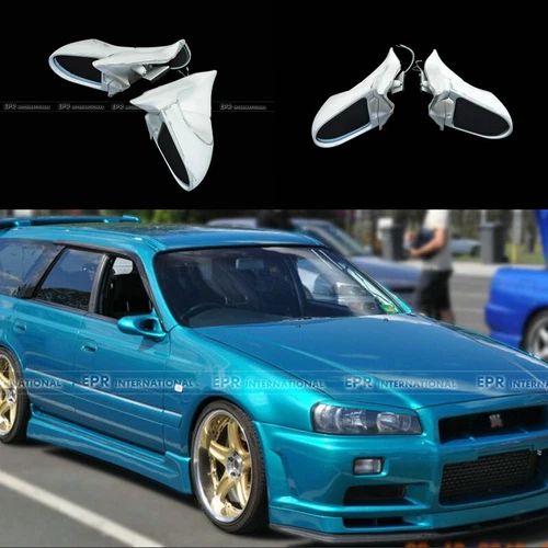 For Nissan Stagea C34 M34 Aero Side Rearview Mirror (RHD) Rearview FRP Unpainted