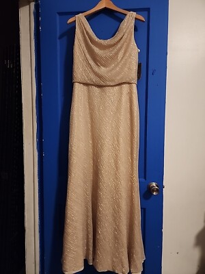 Jenny Yoo Collection Gold Lame Maxi Gown Sleeveless Size 12 NWT Fully Lined  | eBay