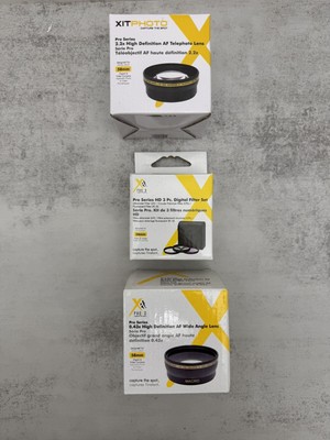 Xit Photo Pro Series 2.2x AF Telephoto Lens/wide Angle Lens/3Pc Filter Set