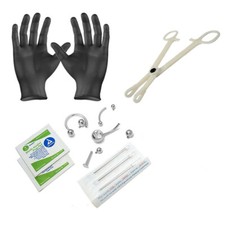 Kit Piercing Filettato Internamente Gioielli Acciaio Pancia Sopracciglia Labret Labbra 316L 