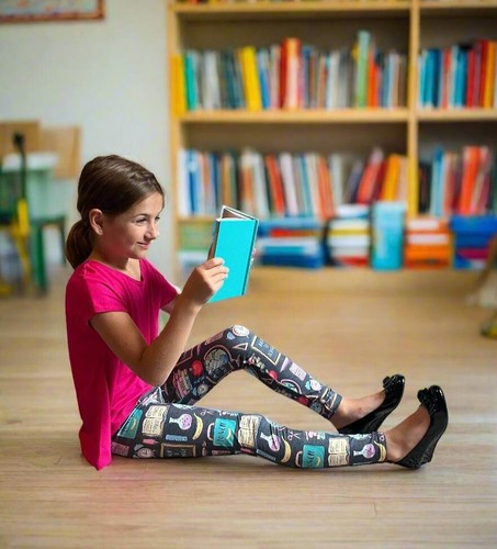 NEW Girls Small ABC School Printed Leggings YOGA WAIST (soft as Lularoe) - Picture 6 of 10