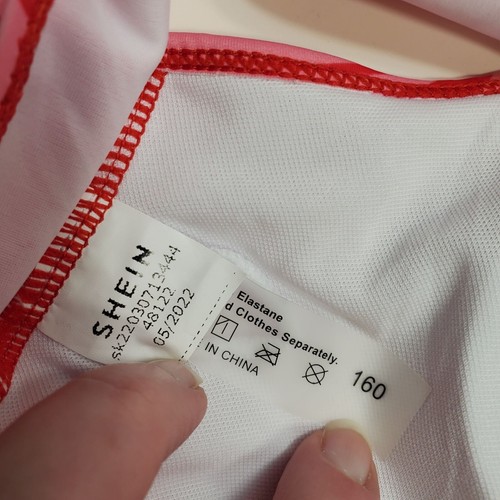 Shein Girl's Pink Fuchsia Swirl Print Pull On Bralette Swim Bikini Top 160 / M - Picture 2 of 3