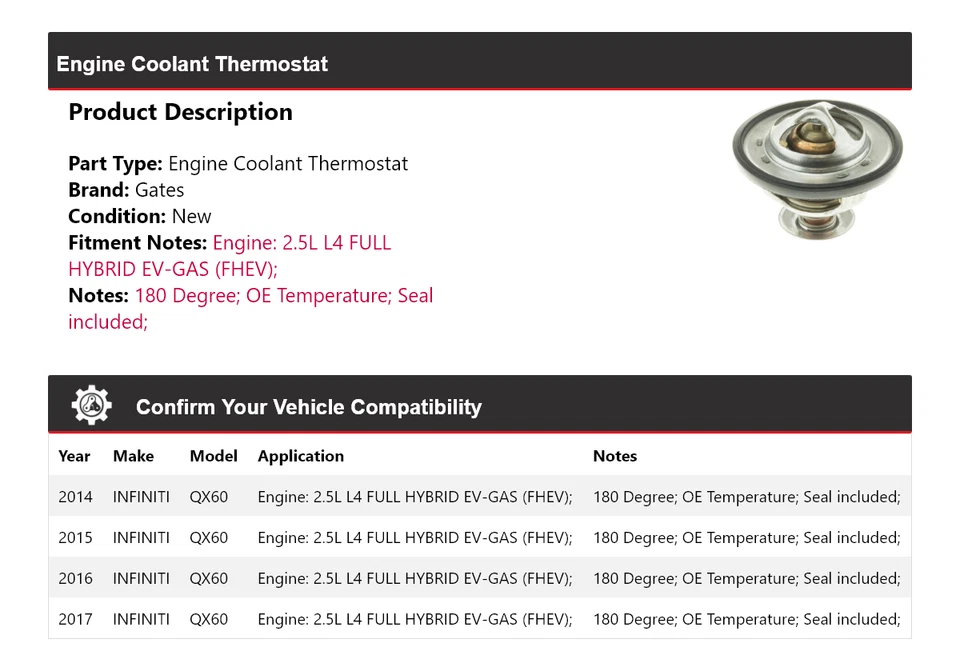 Puertas termostato refrigerante motor Infiniti QX60 2014-2017 2015 2016 Foto 2 de 4