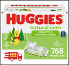 Huggies Natural Care Sensitive Baby Wipes, Unscented12 Flip-Top Packs, 768 Wipes