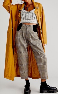 NWT $495 Ciao Lucia x Free People UMBERTO 2 | XS Houndstooth Brown High Rise USA