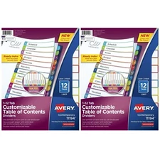 [2X] Avery Ready Index 12 Tab Dividers Customizable TOC (11194) 1 Set x 2 [G3F]