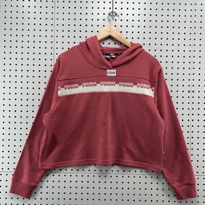 New Puma Women's Hooded Sweatshirt Cropped Medium Hoodie Pullover Relaxed $50