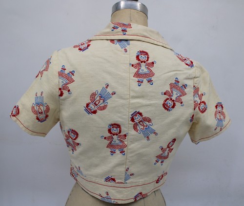 1960s Women Cotton blouse Short Sleeve High Waist - Picture 6 of 10