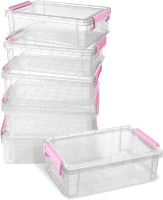 6 Pack Extra Large Pencil Box Plastic Pencil Case Crayon Box Clear Marker Organi