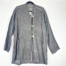 Grizas Oliato Washed Linen Jacket Size Medium Brown Lagenlook Button Front