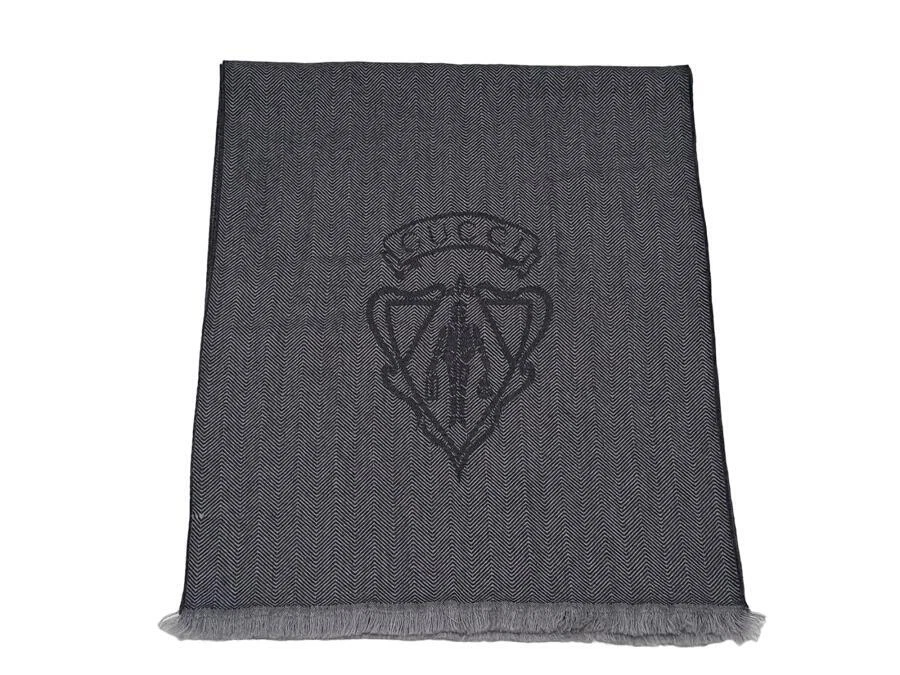 Authentique écharpe GUCCI écharpe frange crest laine 3444993 unisexe