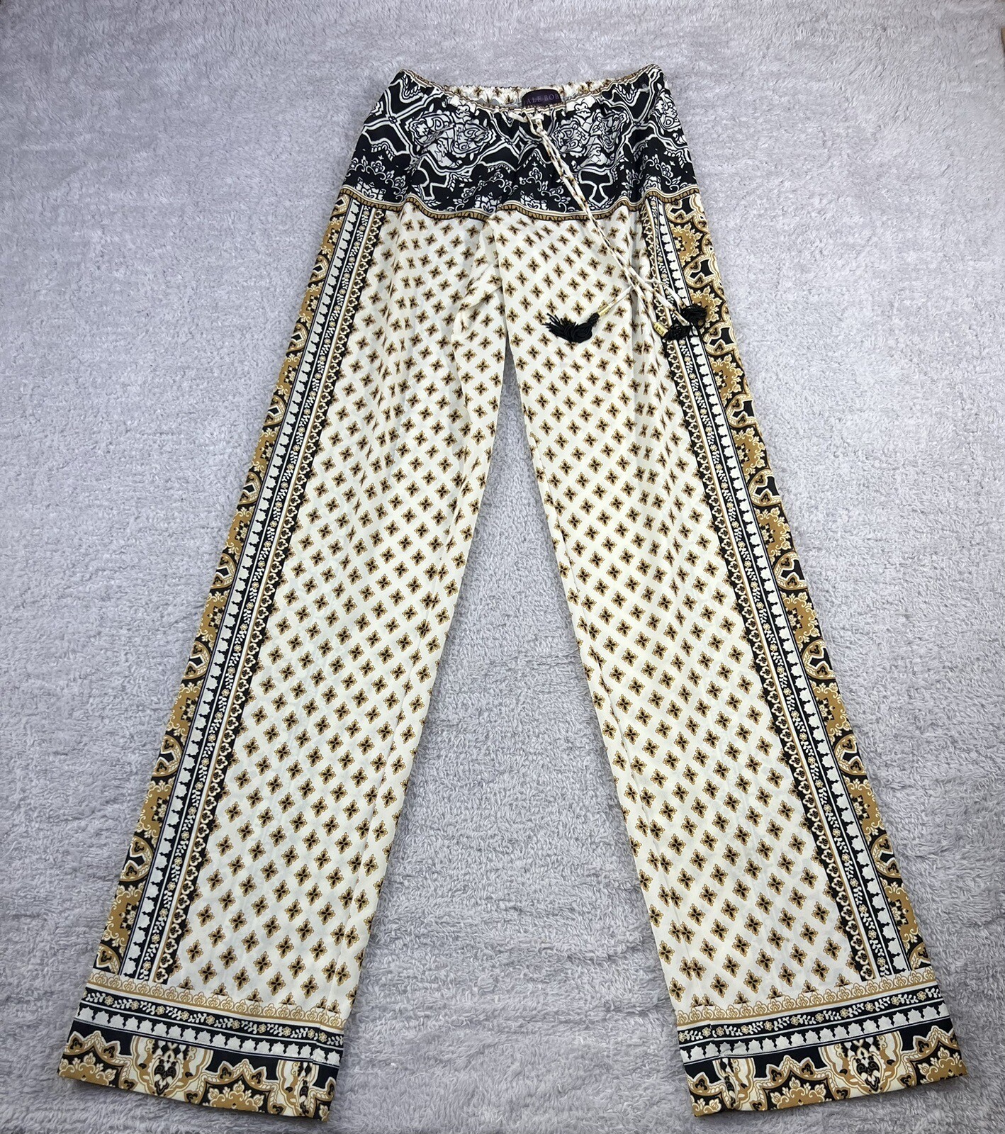 ALTRA Pantaloni casual Hale Bob multi nero oro coulisse vita XXS