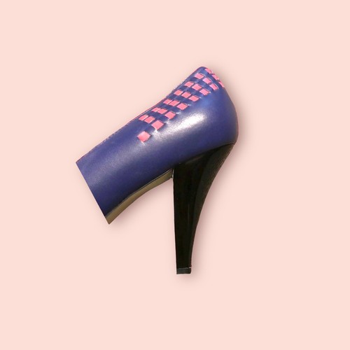 French Connection Heels Vintage Leather Women’s Pumps Purple New Wave - Picture 6 of 9