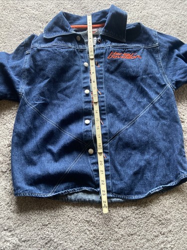 Harley Davidson Motorcycles Blue Jean Denim Jacket Youth Size 16/18 L Large - Picture 8 of 18