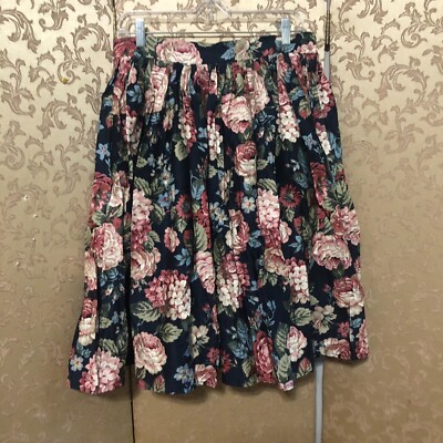 24 HR FLASH SALE! Collectif London NWT Blue Pink Roses Floral Skirt Size 10