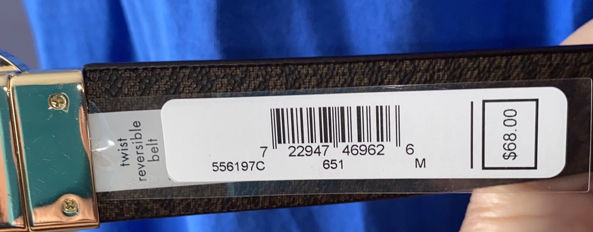 м MICHAEL KORS BELT REVERSEABLE FLORAL/CHOCOLATE MK LOGO WITH GOLD