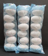 3 Pk Fillable Plastic Easter Eggs -White Glitter with Stars