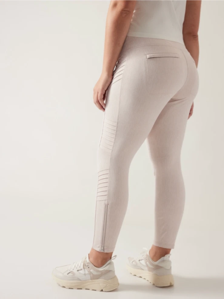 Athleta XL Delancey Moto Tight Leggings, Braiden Cream Textured