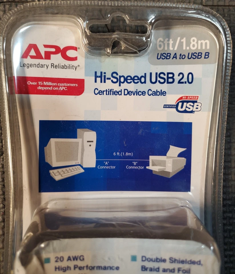 New APC HI-Speed USB 2.0 Certified Device Cable 6 ft/1.8m USB A To USB B - Image 4 of 4