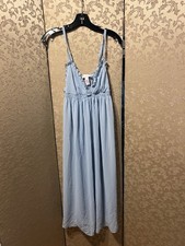 Oscar de la Renta Pink Label Vintage Blue Rosette Nightgown Size Small S
