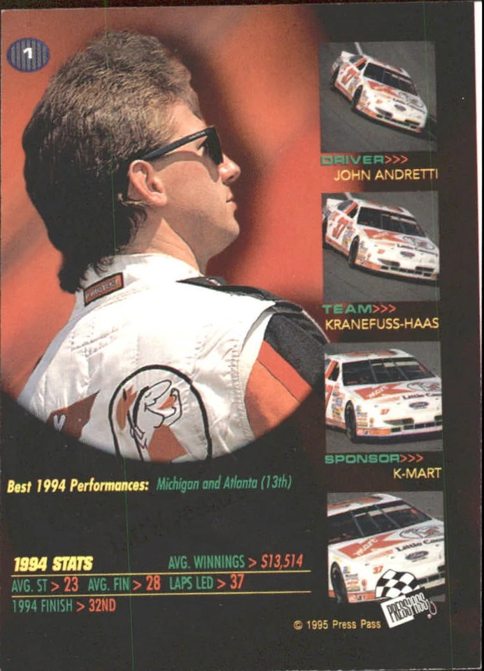 1995 VIP Red Hot #1 John Andretti - RAC - Image 2 of 2