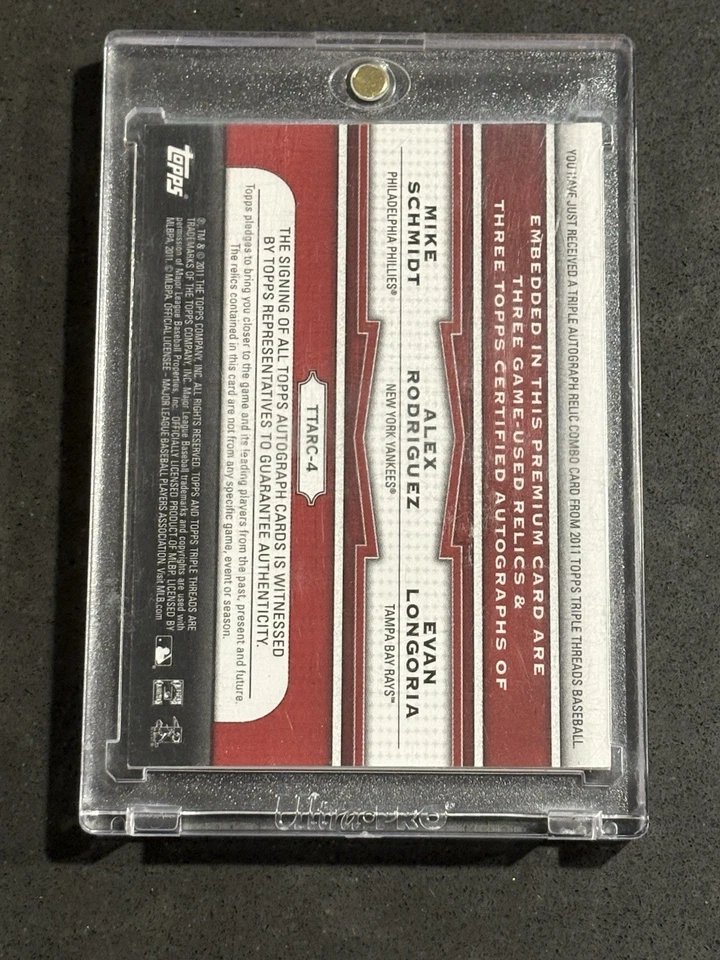 Topps Triple Threads 2011 auto reliquia Mike Schmidt/Alex Rodríguez/Longoria 23/36 Foto 3 de 3
