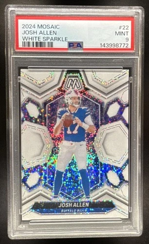 Josh Allen 2024 Panini Mosaic #22 White Sparkle Prizm SSP PSA 9
