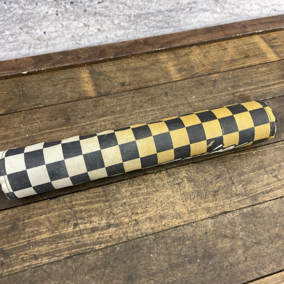 BMX Motocross Handlebar Crossbar Frame Pad Checkered Black Yellow Racing Cover - Image 2 of 4