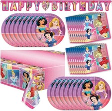 Disney Princess Disposable Birthday Tableware Plates, Napkins, Tablecover 