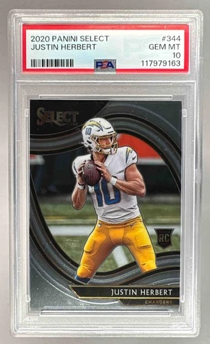 117979163 Justin Herbert 2020 Panini Select #344 Rookie Field RC PSA 10