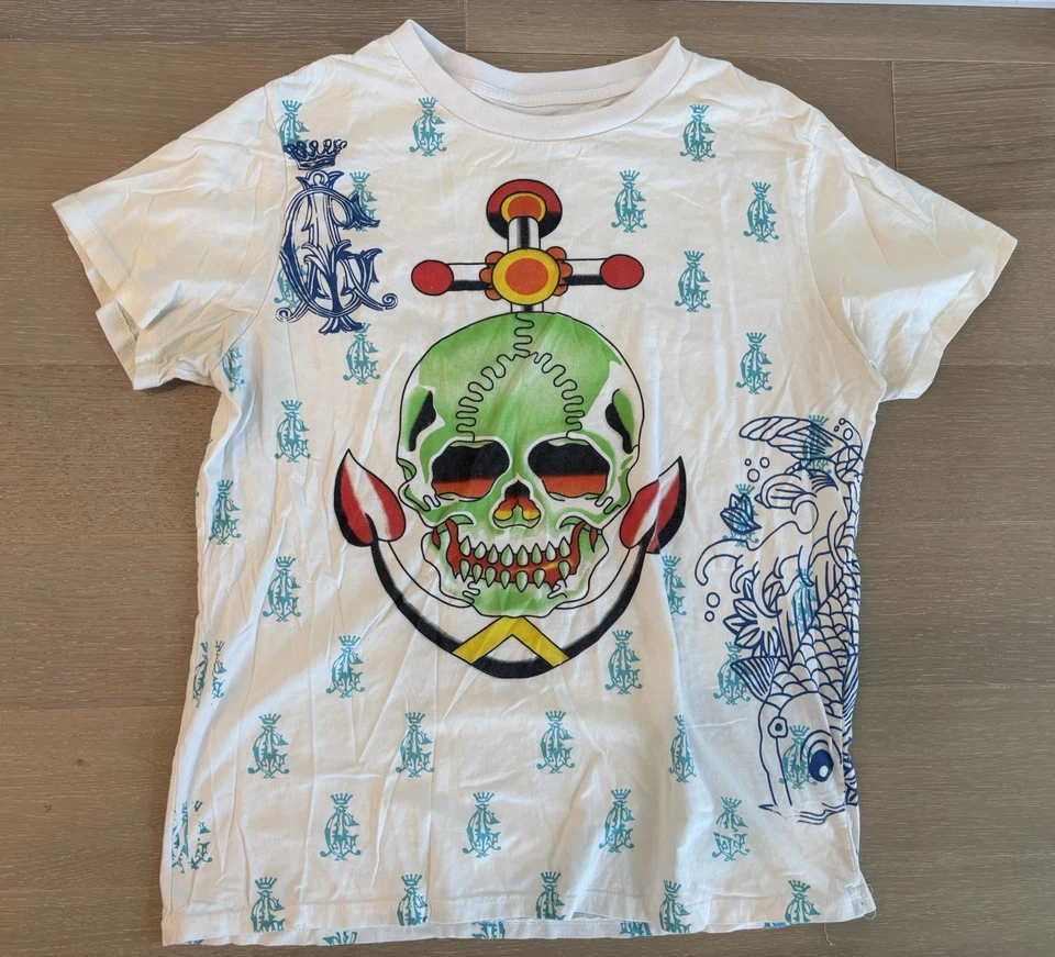 Рубашка мужская Christian Audigier Los Angeles размер L традиционная тату якорь белая - Изображение 2 из 4