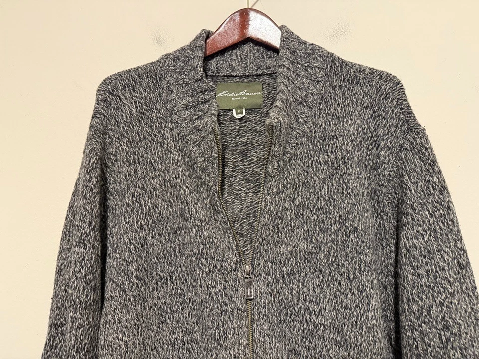 🥶 Cárdigan de Pescadores Eddie Bauer Suéter Tejido para Hombres 2XL Cremallera Completa Mezcla de Lana Foto 4 de 4