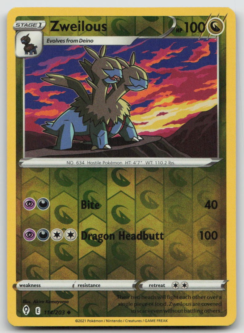 Zweilous 114/203 Uncommon Evolving Skies Pokemon Reverse Holo NM