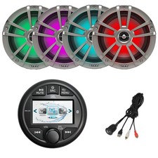 JBL Marine AM/FM/WB Radio, 4x 6.5" 225W LED Boat Titanium Speakers USB Adapter