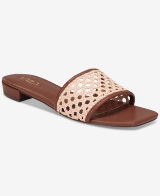 VAILA SHOES Daniella Flat Sandals Women's 11 Brown Square Toe Slip On Style
