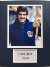 Swimming Mark Spitz Signed 16" X 12" Double Mounted Display