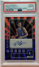 2023 Donruss Derek Lively II RC Auto /25 Red & Blue Laser PSA 10 Mavericks NBA