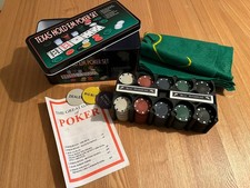 Texas Hold em Poker Set Complete Casino Game Set Cards Chips Mat