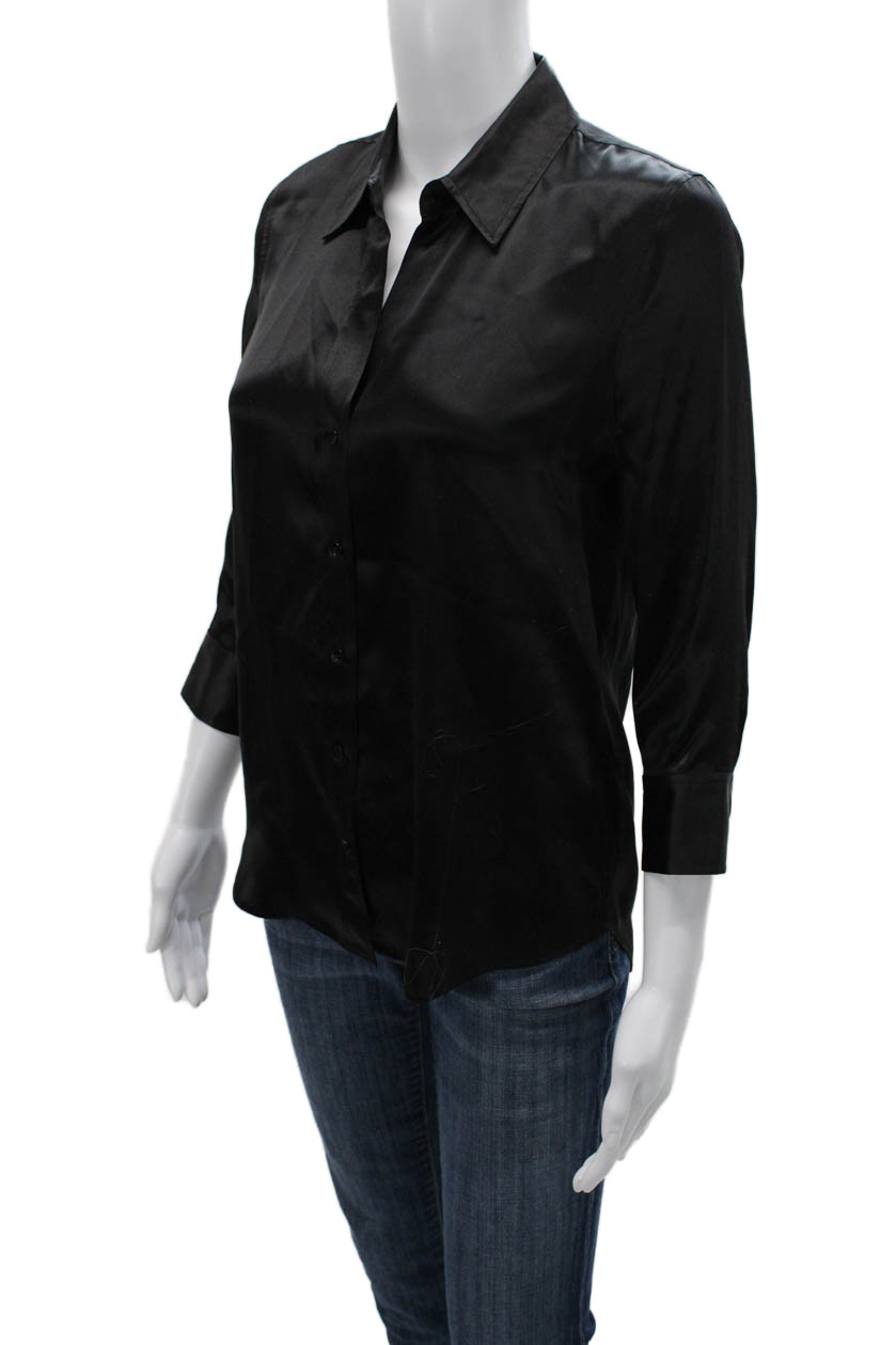 L'Agence Women Basic Button-Up Silk Collared 3/4 … - image 3