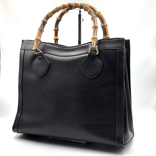 Gucci tote Bag Handbag Bamboo Diana Leather Black Authentic