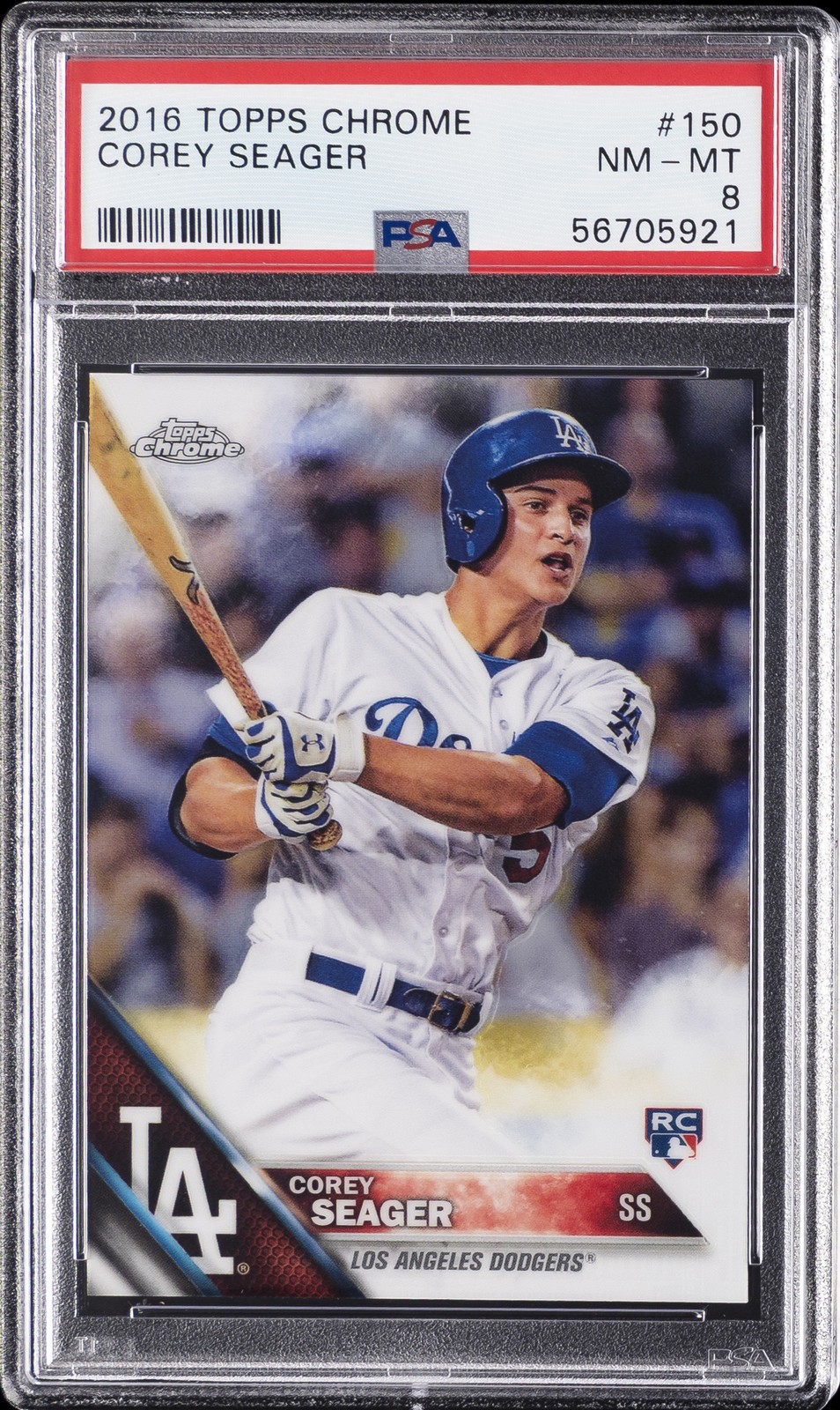 2016 TOPPS CHROME #150 COREY SEAGER ROOKIE RC PSA 8