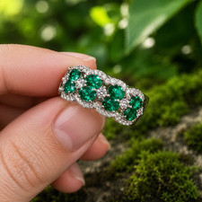 2.60Ct Oval Lab Created Green Emerald Wedding...