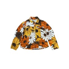 Chico's Design Jacket Womens Orange Floral Leopard Vintage Boho SIZE 1