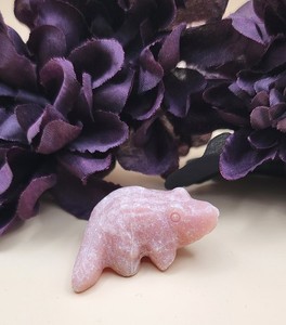 NEW Natural Stone Handcarved Miniature Alligator Figure Pink Opal Crystal 