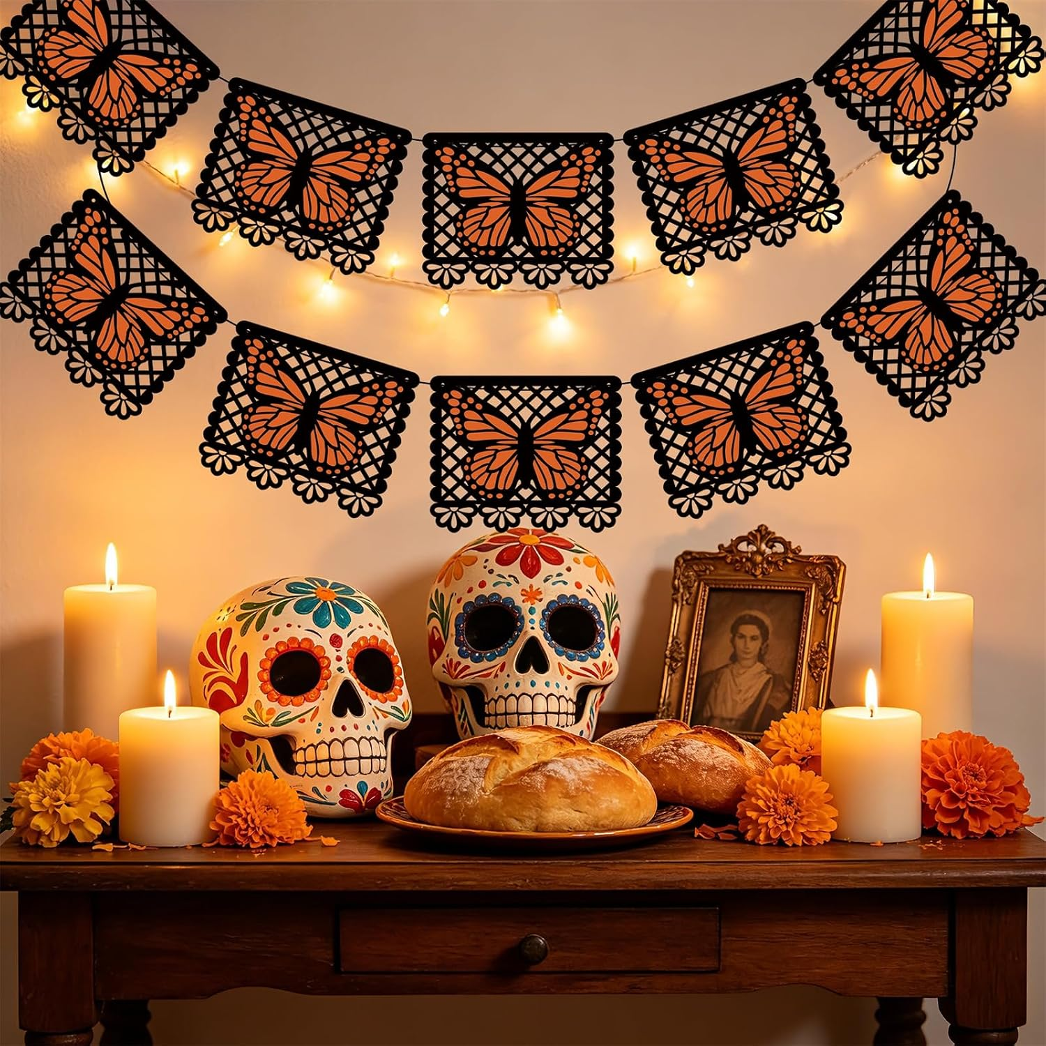 Dia De Los Muertos Monarch Butterfly Banner Day of the Dead Decorations