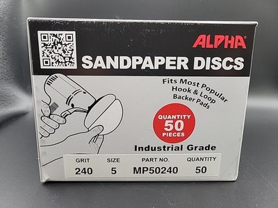 Alpha 5'' Sandpaper for Stone Polishing | 240 Grit (50 Per Box) 