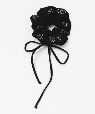Sanrio Characters Hello Kitty x JEANASIS Velour Scrunchie Black JP LTD Original