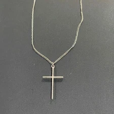 Sterling Silver MJ Cross Pendant Necklace Religious Jewelry for Women