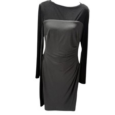 Little Black Dress Velvet Size 8 Classic Party Cocktail LBD Midi Colorblock