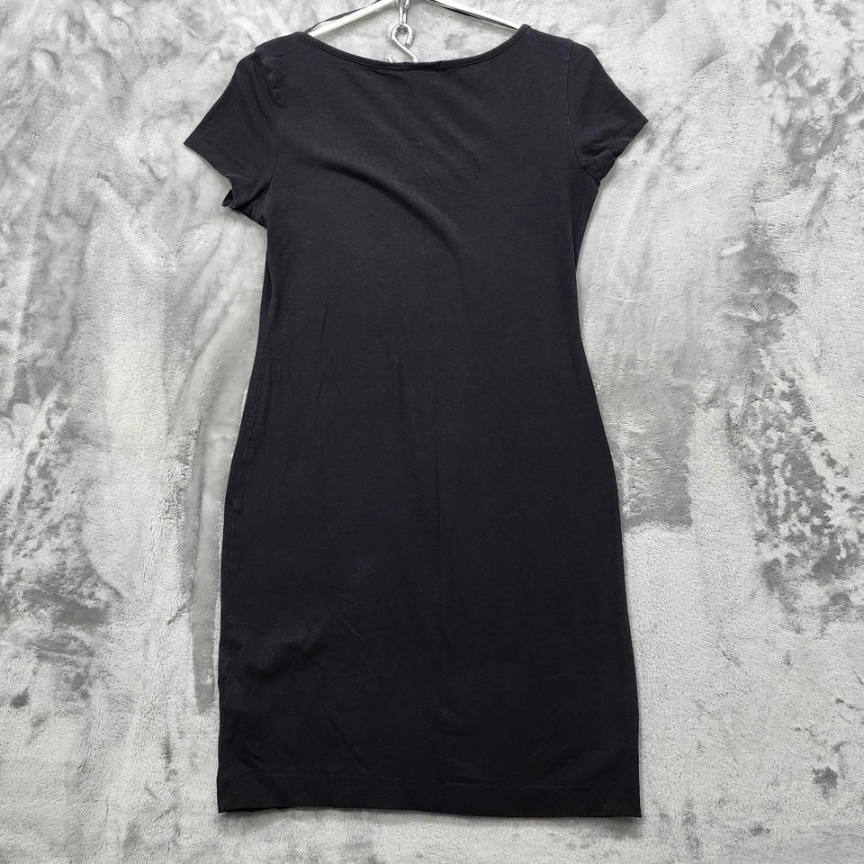 H&M Dress Womens S Black Short Sleeve Scoop Neck Bodycon Mini Stretch Cotton - Image 2 of 4
